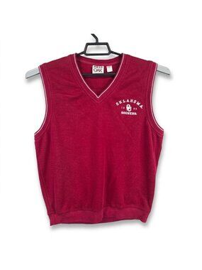 Mens Red Oak Crimson Red Oklahoma Sooners V-Neck Sweater Vest Sleeveless Size M
